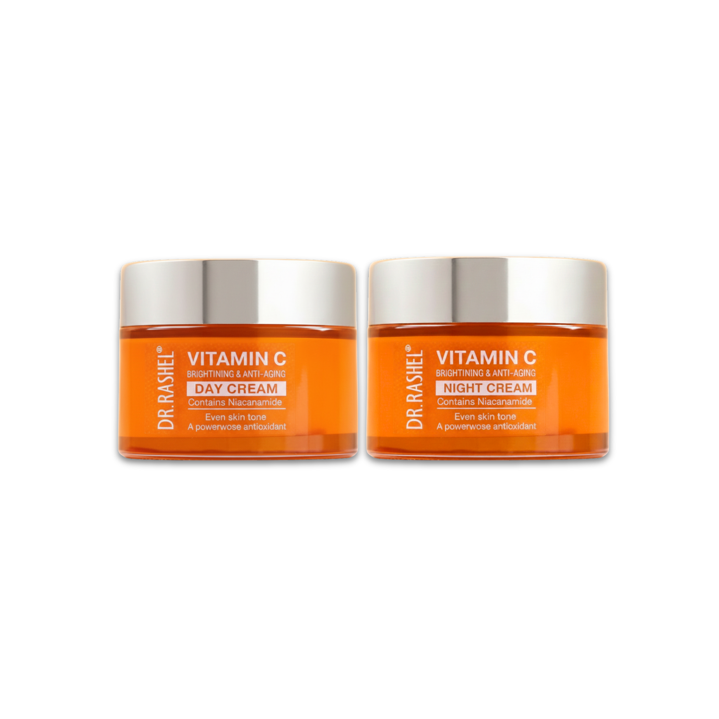 Two jars of Dr. Ranch Vitamin C Day and Night Cream.